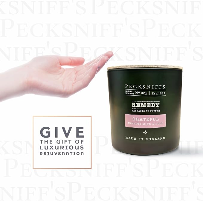 Pecksniff’s Aromatherapy Grateful Candle 3 Wick 19.4 oz/550 g, Honey Aloe Fragrance, Long Lasting Luxury Glass Candle for Relaxation, Home and Gifts