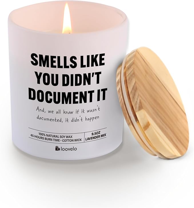 Smells Like You Didn’t Document It Funny Office Gifts for Boss Coworker HR Human Resource Scented Candle Home Office Jar Candle Soy Wax (9.5 oz, Layered Scent)