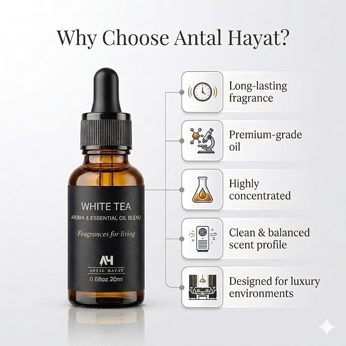 White Tea Essential Oil 20ml – Luxury Hotel Essential Oils for Diffusers and Home - Pet Friendly Non Toxic Essential Oils - Premium Home Fragrance - Baccarat Rouge 540 Scent Glass Bottle with Dropper