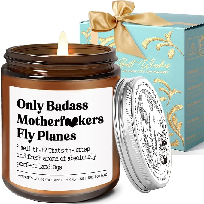 Pilot Gifts for Men, Women Lavender Wood Wild Apple Eucalyptus Candle 9OZ, Flight School Birthday, Christmas, Aviation Gifts for Pilots, Student, Funny Airplane Gift for Dad, Boyfriend, New Aviator
