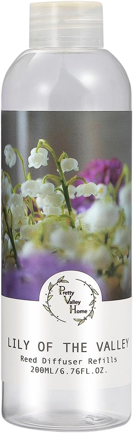 Reed Diffuser Refill, Lily of Valley Floral Diffuser Oil 6.76 fl.oz / 200ml, Long-Lasting Home Fragrance for Bedroom, Bathroom, Home Decor