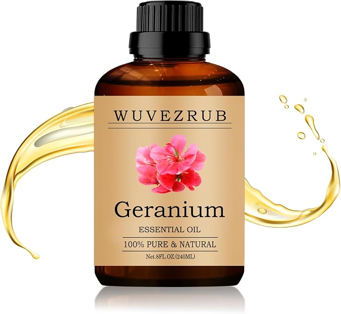 Geranium Essential Oil 240ML - 100% Pure and Natural Oils for Aromatherapy Diffuser - 8 Fl Oz/Geranium