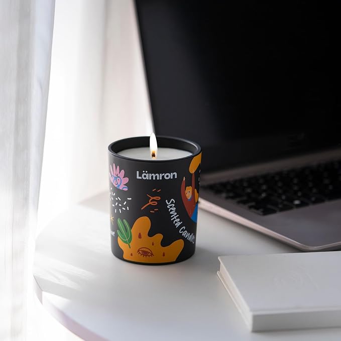 Lamron Moroccan Mint Tea Scented Candle - Cute Aesthetic Home Decor, 7.1oz Coconut Soy Wax, Strong Refreshing Aromatherapy for Stress Relief, 45H Burn Time Gift