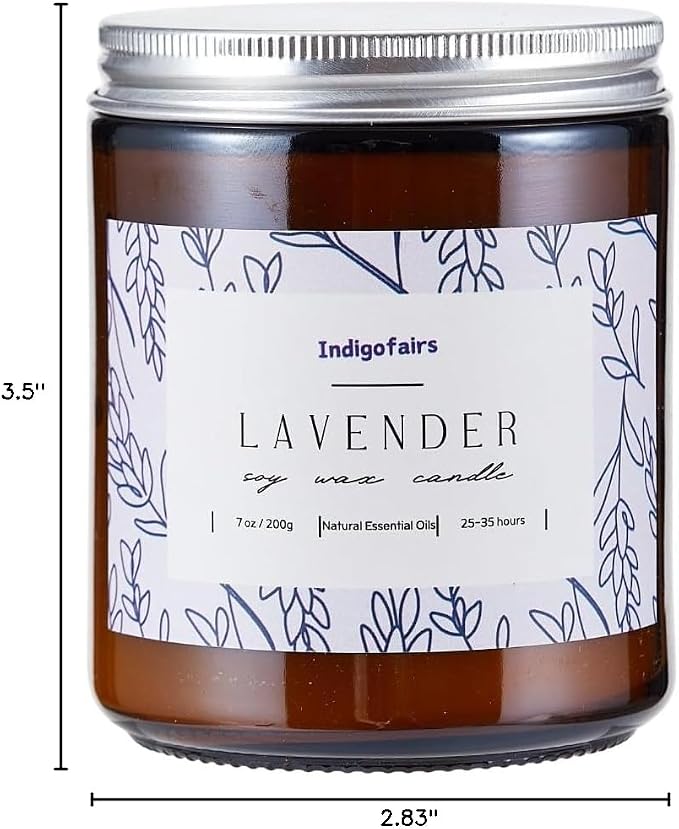 Lavender Scented Candle - 7oz Soy Wax Aromatherapy Candle for Stress Relief & Relaxation – 40 Hours Long Lasting, Natural Essential Oils, Gift for Women & Home Decor