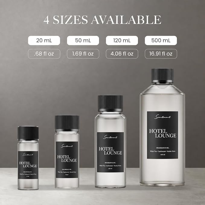 Scentiment Hotel Lounge Diffuser Oil - Premium Hotel Scent with Notes of White Tea, Cardamom & Marine Notes Home Scent, Hotel Fragrance Oil Diffuser Refill - 1.69 fl oz (50 mL)