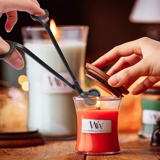SUMAJU 2 in 1 Candle Accessory Set - Wick Trimmer & Dipper, Stainless Steel Cutter Scissor for Candle Lovers (Black)