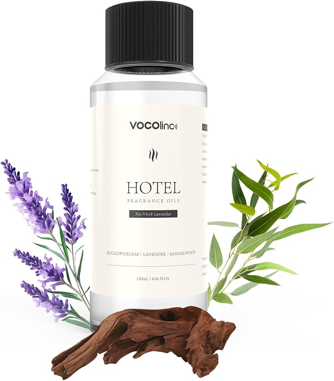 VOCOlinc Hotel Collection Diffuser Oil - Lavender - Inspired by Luxury Five Star Hotel Lobby Scent Oil for Waterless Oil Diffusers, Luxurious Scents of Eucalyptus, Lavender, and Sandalwood (4.06 OZ)