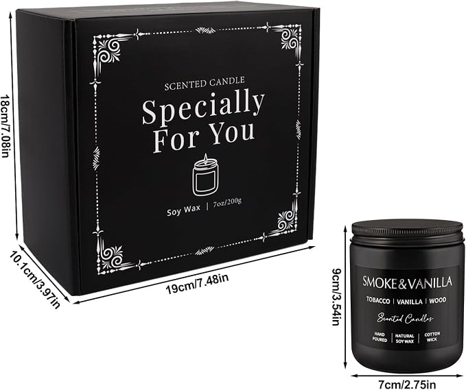 WPONSZU 4Psc Scented Candles Set,7oz Gifts for Men Aromatherapy,Soy Candle of Smokeless - Leather & Smoke, Vanilla Oakmoss, Lavender - Relaxing Fragrance for Home, Office, Yoga(Black)