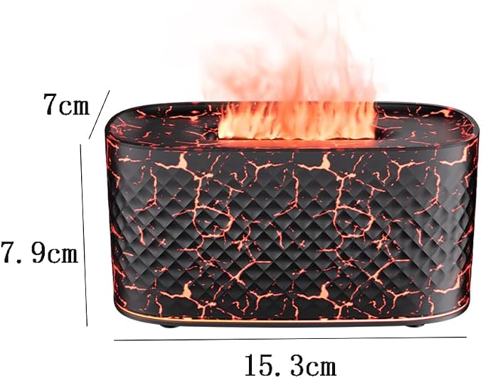 Protable Flame Effect USB Aroma Diffuser - 160 Capacity Essential Oil Humidifier with Auto Shut-Off, Waterless Protection & Mist Projector for Home/Bedroom Relaxation (Crackle Black)