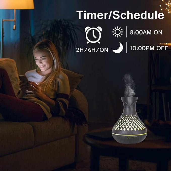 Smart WIFI Essential Oil Diffuser, 500ml Aromatherapy Diffuser Humidifier for Large Room, Works with Phone App & Alexa Google Home Voice Control, 7 LED, Create Schedules and 4 Timer, Auto Shut-Off,Dar