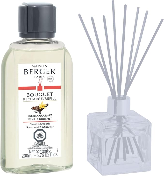MAISON BERGER Reed Diffuser Refill, 200 ml, Vanilla Gourmet | Fragrance Refill for Reed and Ceramic Diffusers, Passive Diffusion, ~6 Weeks, No Flame or Electricity, Made in France