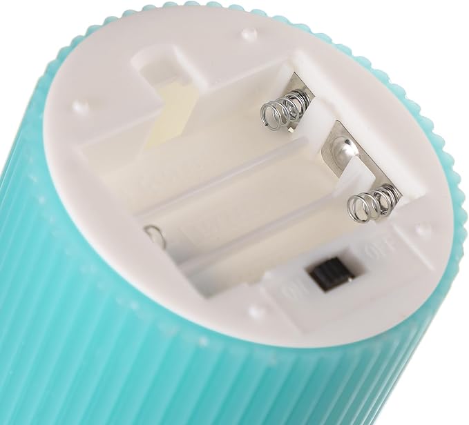 ANGELLOONG Teal Flameless Candles with Remote, Turquoise Battery Operated Candles with Timer, Set of 3 Real Wax Spring LED Fake Ribbed Pillar Candles for Bathroom Wedding Kitchen Living Room Deocr