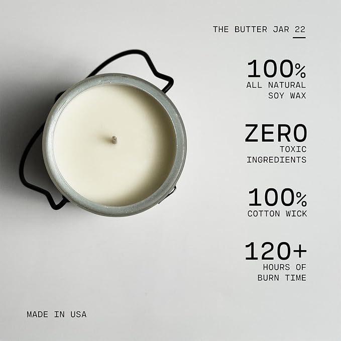 Milkhouse Candle Company Honeyed Apricot Soy Candle - Apricot | Honey | Tonka Bean Scented - 22 oz Butter Jar with Lid, 120+ Hour Burn Time, Made in the USA