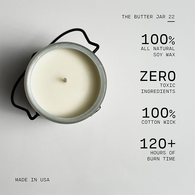 Milkhouse Candle Company Pineapple Gelato Soy Candle - Pineapple | Coconut | Vanilla Bean Scented - 22 oz Butter Jar with Lid, 120+ Hour Burn Time, Made in the USA