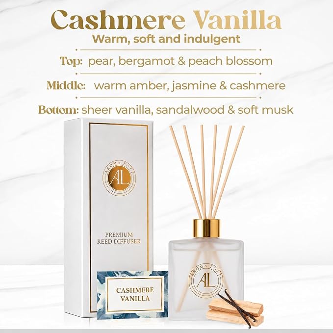 Frosted Reed Diffusers for Home |Premium Fragrance Diffuser | Frosted Diffuser Sticks in Oil Set with Cashmere Vanilla Scent |Smell Good Stuff | Long-Lasting Oil for Bathroom &Office 5 oz