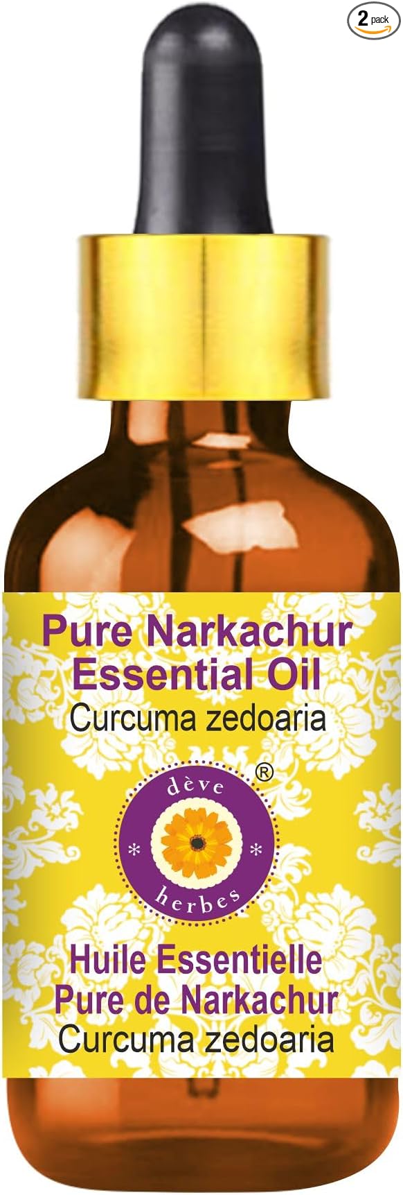 Deve Herbes Pure NAR Kachur Essential Oil (Curcuma zedoaria) with Glass Dropper Steam Distilled 100ml (3.38 oz)
