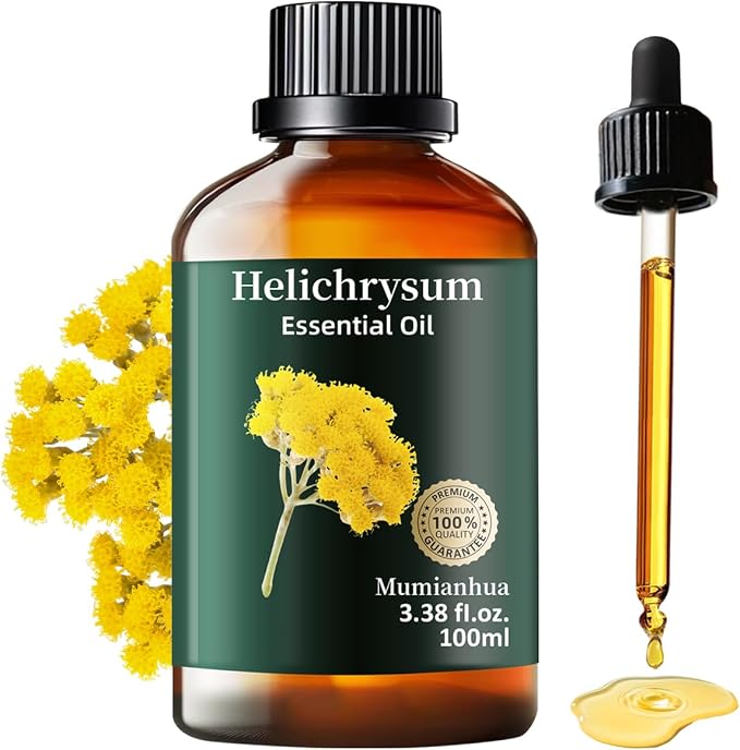 Helichrysum Essential Oil Pure – Mumianhua Natural Oil for Skin & Hair, Aromatherapy for Massage, DIY Candle & Soap Making, Diffuser & Humidifier – 3.38 Fl oz