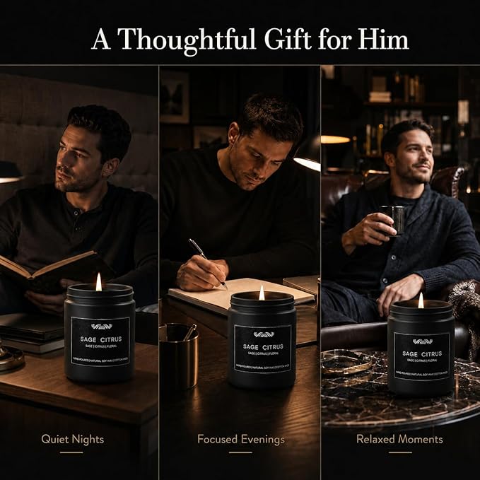 6 Pack Candles for Home Scented Aromatherapy Candles Gifts Set for Mens, Men Candle Set, 42 oz 300 Hour Long Lasting Candles Gifts for Men Birthday Anniversary Present