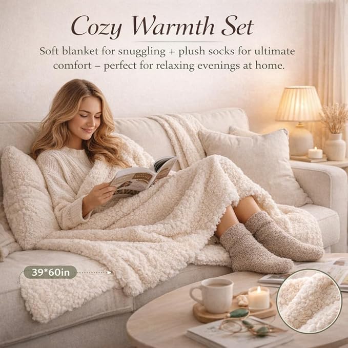 14-Piece Vintage Birthday Gift for Women, Relaxing Spa Care Package with Blanket, Glass Tumbler, Self-Care Gift Basket for Women, Wife, Sister, Best Friend