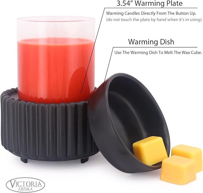 VICTORIA AROMA Ceramic Wax Melt Warmer 3-in-1 Candle Wax Warmer for Scented Wax Melter Electric Fragrance Wax Burner for Home Office Bedroom Gift & Decor…