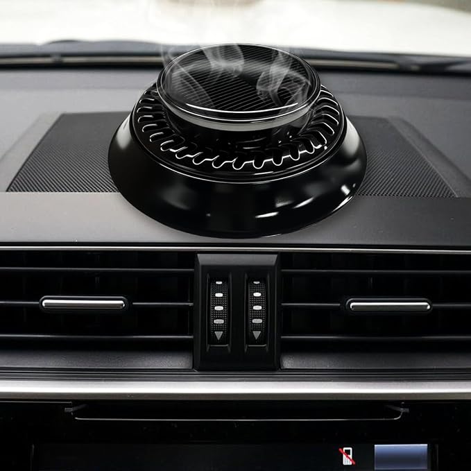 UFO Car Air Freshener Diffuser, Solar Powered Auto Rotary Aroma Diffuser, Long Lasting Aromatherapy Essential Oil Diffuser, Car Interior Decoration Accessories for Most Vehicles(Black)