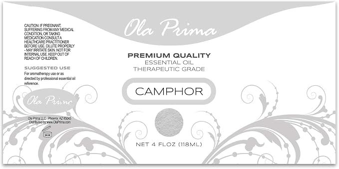 Ola Prima Oil of Youth Camphor Essential Oil - Therapeutic Grade for Aromatherapy, Diffuser, Lymphatic Massage, Hair, Skin - Dropper - 4 fl Ounce