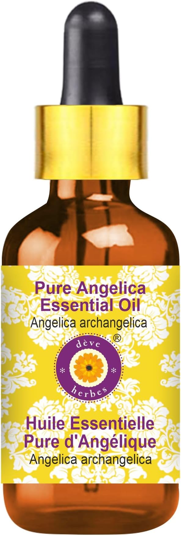 Deve Herbes Pure Angelica Essential Oil (Angelica archangelica) with Glass Dropper Natural Therapeutic Grade Steam Distilled 5ml (0.16 oz)