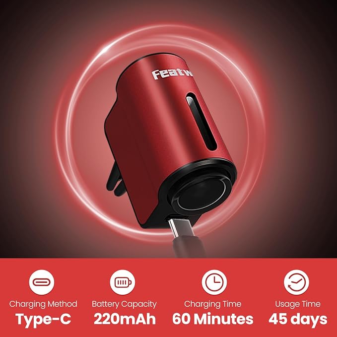 Featwell Car Air Freshener, Three Adjustable Modes Intelligent Aroma Diffuser, Rechargeable Car Diffuser Air Freshener, Red