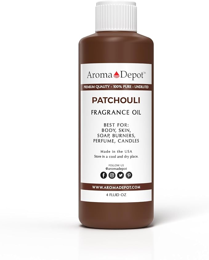 Aroma Depot Patchouli 4 oz. Fragrance Oil I Perfume I Skin Oil I Scented. DIY Projects Such as Candles, Bath Bombs, Body Butters, Creams & Lotions. Few Drops in The Diffuser, Burners, or Warmers.