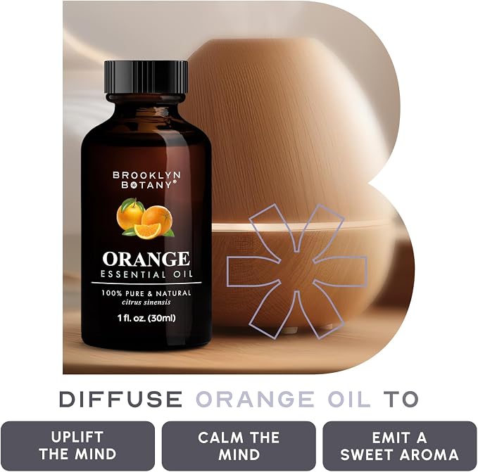 Brooklyn Botany Sweet Orange Essential Oil - 100% Pure and Natural - Premium Grade Oil with Dropper - for Aromatherapy and Diffuser - 1 Fl Oz