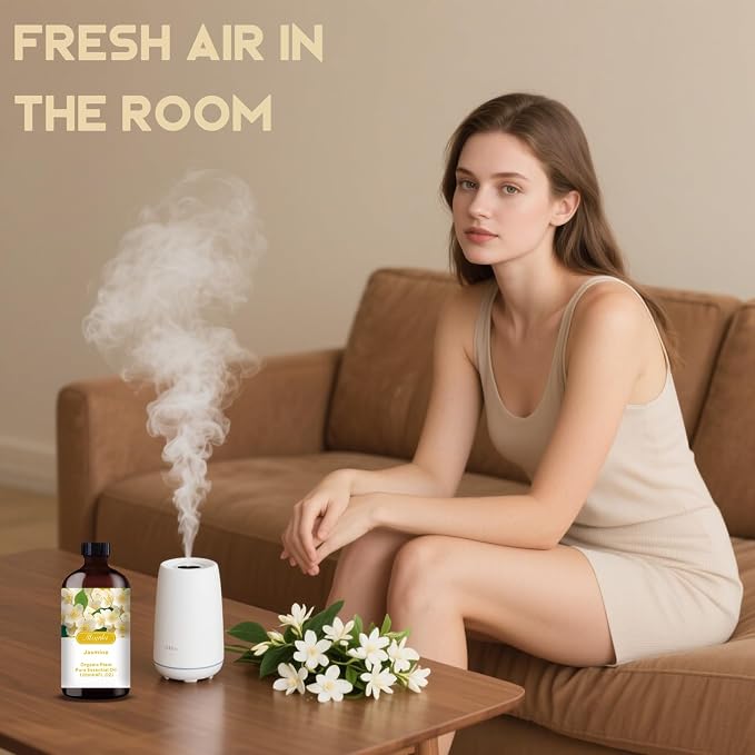 Jasmine Essential Oil, Jasmine Oil for Romance, Diffuser, Humidifier, Massage, DIY Candle, Soap, Skin Care, Yoga, Gift Ready,Jasmine Fragrance Oil - Essential Oils MLYNKL (4.33 fl oz / 130ml)