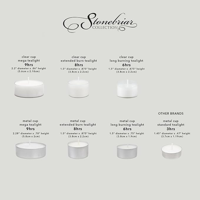 Stonebriar Unscented Long Burning White Tealight Candles, Bulk Pack, 6-7 Hour Burn Time, Smokeless Tealights for Parties, Weddings, Home, 100 Count