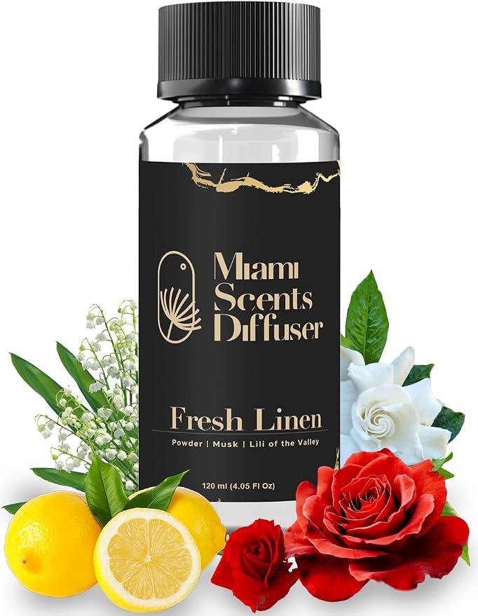 Pure Linen Breeze Essential Oil Refill Luxury Hotel Inspired, Long Lasting Aroma for Home & Office Diffuser, 120ml Fresh Blend of Powder Musk and Lily of The Valey, Scent for Spa Wellness Aromatherapy