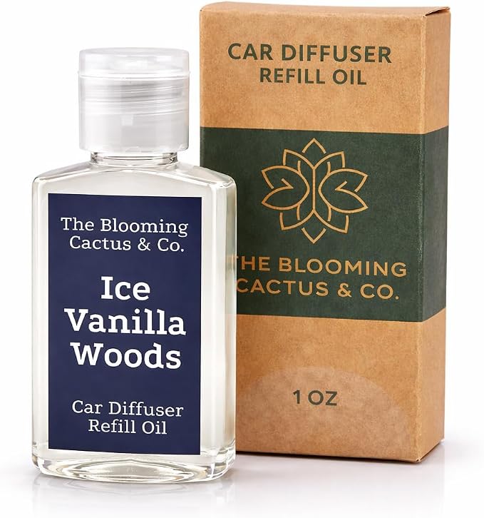 Car Diffuser Oil Refill 1 oz – Essential Oil Car Air Freshener Refill for Hanging Car Diffuser, Long Lasting Fragrance Oil, Phthalate Free, Multiple Scents. | Iced Vanilla Woods