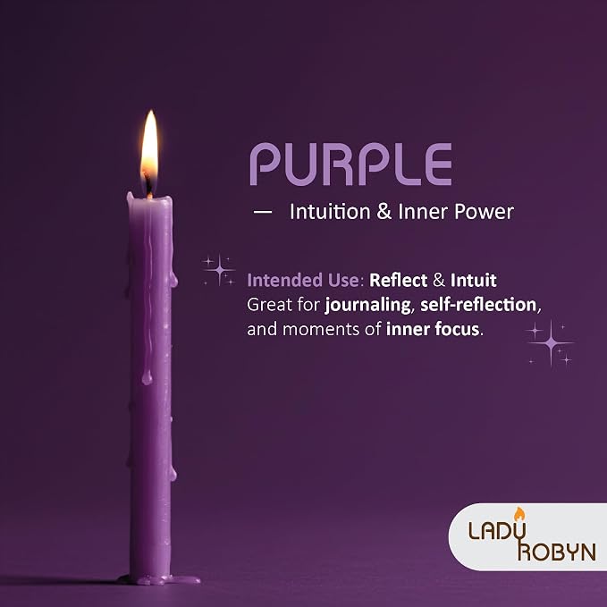 Box of 12 Purple Candles | 4 inches Dripless Paraffin Wax Candles | Witchcraft Supplies for Your Personal Wiccan Altar, Spells, Charms & Intentions | Witchy Room Decor | Taper Candlesticks