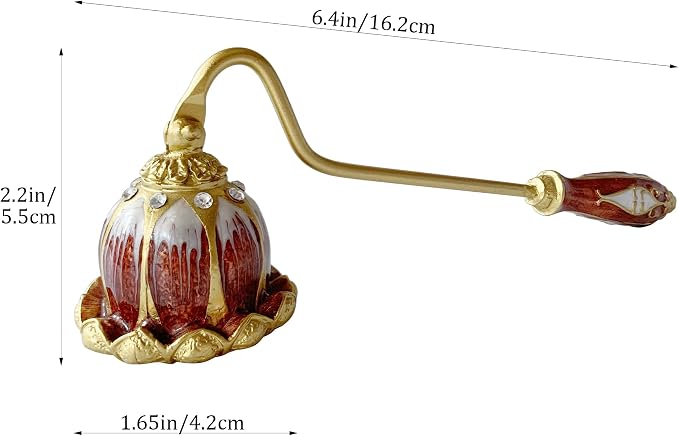 Brown & White Floral Candle Snuffer, Hand-Painted Metal Candle Extinguisher with Non-Slip Handle, Elegant Decorative Candle Tool for Hanukkah, Christmas, Birthdays