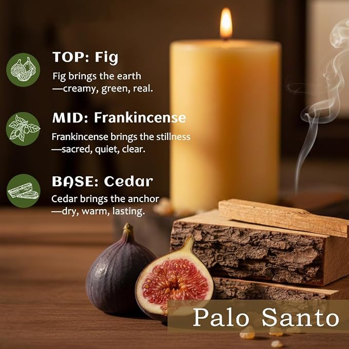 Palo Santo Beeswax Blend Pillar Candle – 100 Hours Long Burning, Non-Toxic Beeswax Scented Candle for Spiritual Cleansing, Stress Relief, Meditation, Yoga (2.8"x6")