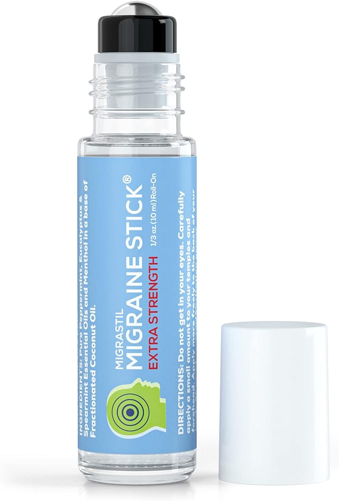 Basic Vigor Migrastil Extra Strength Migraine Stick Advanced Formula, Strong Aromatherapy Roll On Includes Menthol, Essential Oils, No Lavender, Made in The USA.