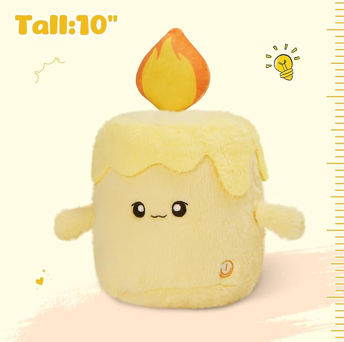 WEWILL Light up Candle LED Stuffed Animal Soft Nightlight Glow Candle Plush Toy Gifts for Kids Mom Girls Birthday Christmas, 10"