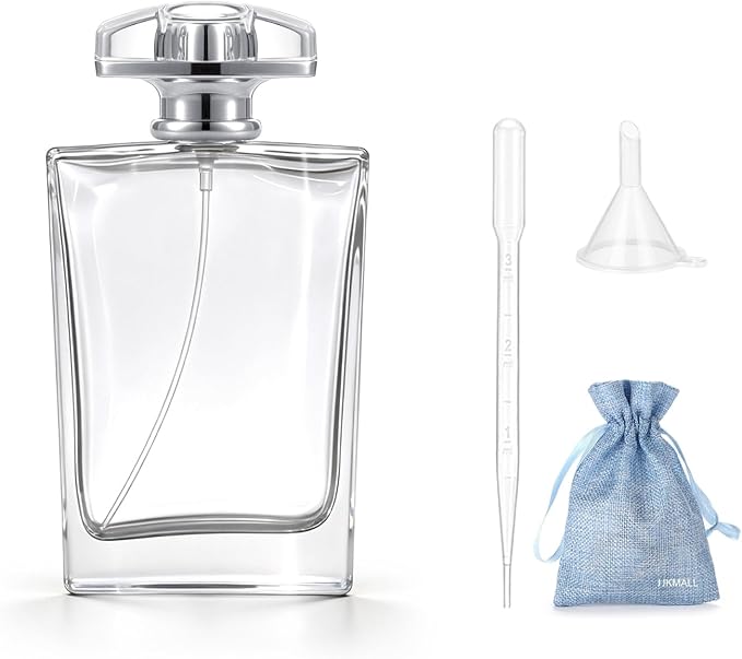 100ml Glass Refillable Perfume Atomizer | clear glass atomizer, fine mist, leakproof, refillable. Perfect travel replacement for bulky bottles