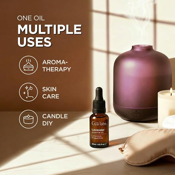 100% Pure Lavender Essential Oil - 1.02 Fl Oz - Lavender Oil for Hair, Skin, Diffuser, Aromatherapy & DIY Candle Making Scent