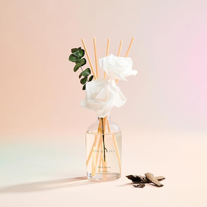 COCORRÍNA Reed Diffuser - Black Forest Scent, 6.76 fl oz Essential Oil with 8 Reed Sticks - Home Fragrance for Bedroom Bathroom Shelf Décor