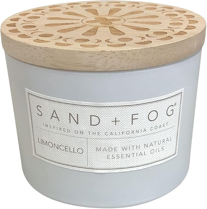 Sand + Fog Scented Candle - Limoncello – Additional Scents and Sizes – 100% Cotton Lead-Free Wick - Luxury Air Freshening Jar Candles - Perfect Home Decor – 12oz