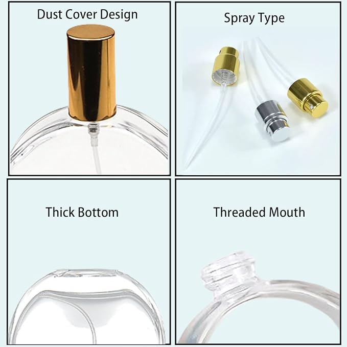 3 Pcs Perfume Bottle Atomizers,1 oz Refillable Fine Mist Spray Empty Fragrance Bottles Portable Travel Perfume Dispenser Containers for Essential Oil Perfume (30ml)
