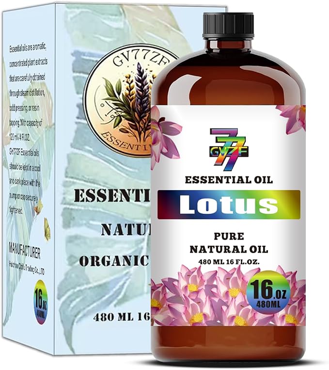 Lotus Essential Oil, Lotus Oils, for Diffuser, Meditation, Yoga, Massage, Humidifier, DIY Candles, Soap, Home, Office, Gift, Essential Oil, GV77ZF Lotus Fragrance Oil - 16 fl oz (480 ml)