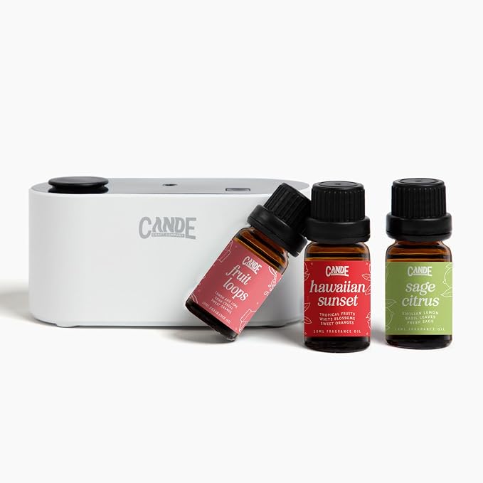 CE CRAFT Waterless Travel Diffuser Gift Set - Rechargeable Diffuser for Aromatherapy - Includes 3 Fragrance Oils - Fragrance Dispenser for Office and Home - Fruity, White
