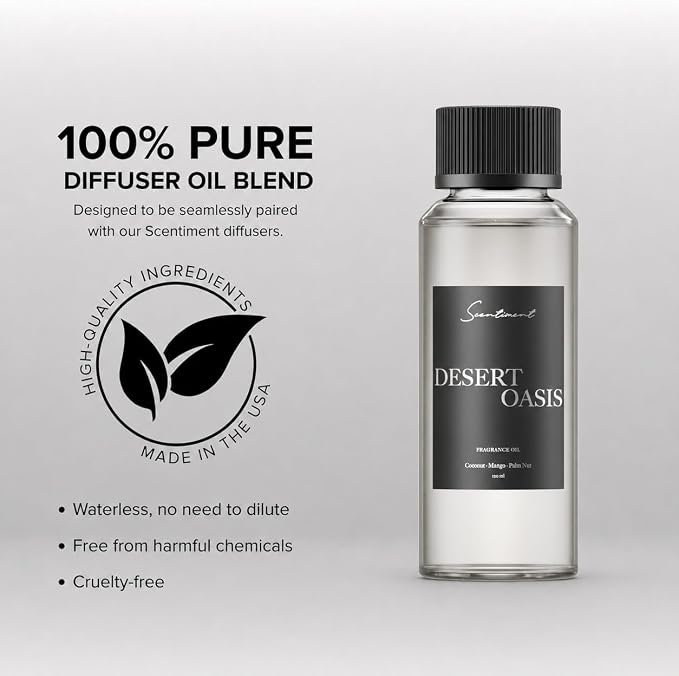 Scentiment Tropical Resort Diffuser Oil - Premium Hotel Scent with Notes of Bergamot, Magnolia & Oud Home Scent, Hotel Fragrance Oil Diffuser Refill - 4.06 fl oz (120 mL)