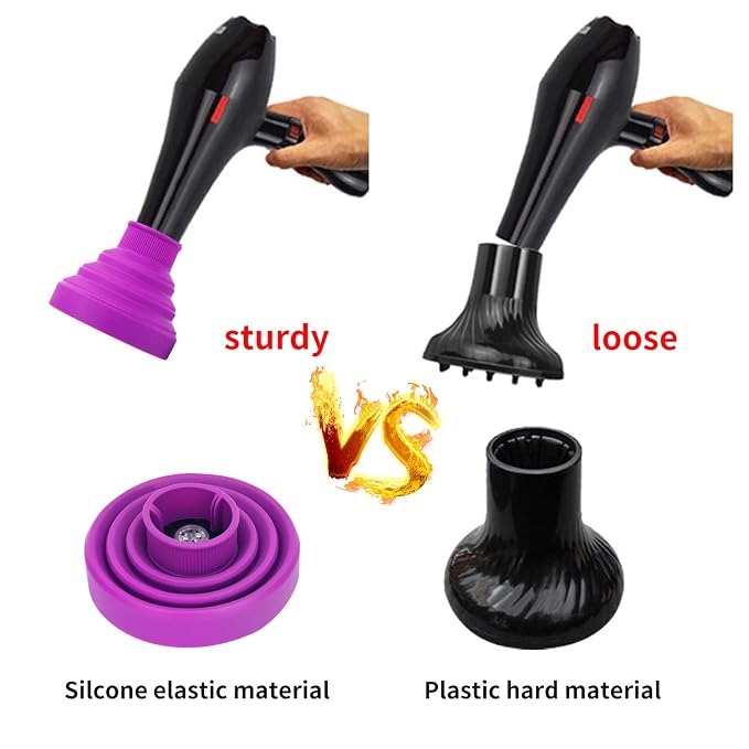 Universal Collapsible Hair Dryer Diffuser Attachment- Salon Grade Tool,Lightweight Foldable Portable Travel Folding Design Fit Most of Blow Dryers-PurplePurple