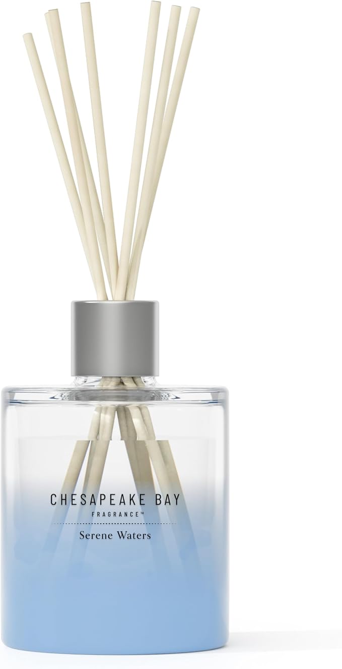 Chesapeake Bay, Reed Diffuser, 5.7oz, Serene Waters Scent, Mood Evoking, Sea Glass-Inspired Jar, Room Filling Fragrance Made with Essential Oils, Coastal Fragrance for Home Décor or Gifting
