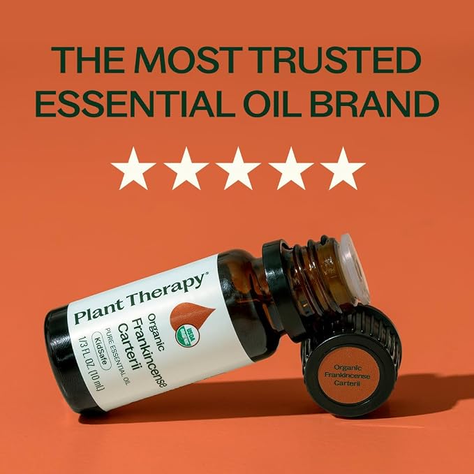 Plant Therapy Organic Frankincense Carterii Essential Oil 100% Pure, USDA Certified Organic, Undiluted, Natural Aromatherapy, Therapeutic Grade 10 mL (1/3 oz)